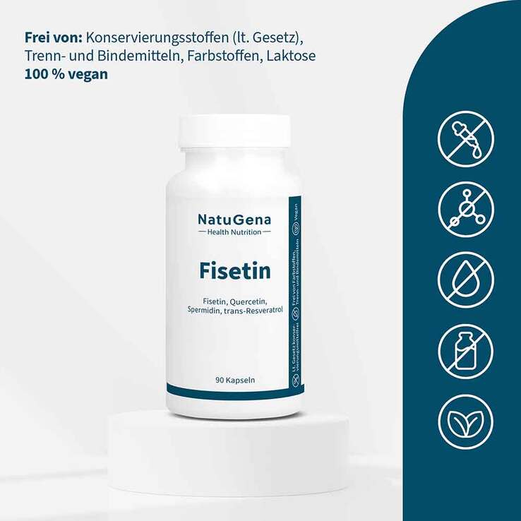 Fisetin + Quercetin + Spermidin + Vitamin B3 vegan Kapseln , 90 St