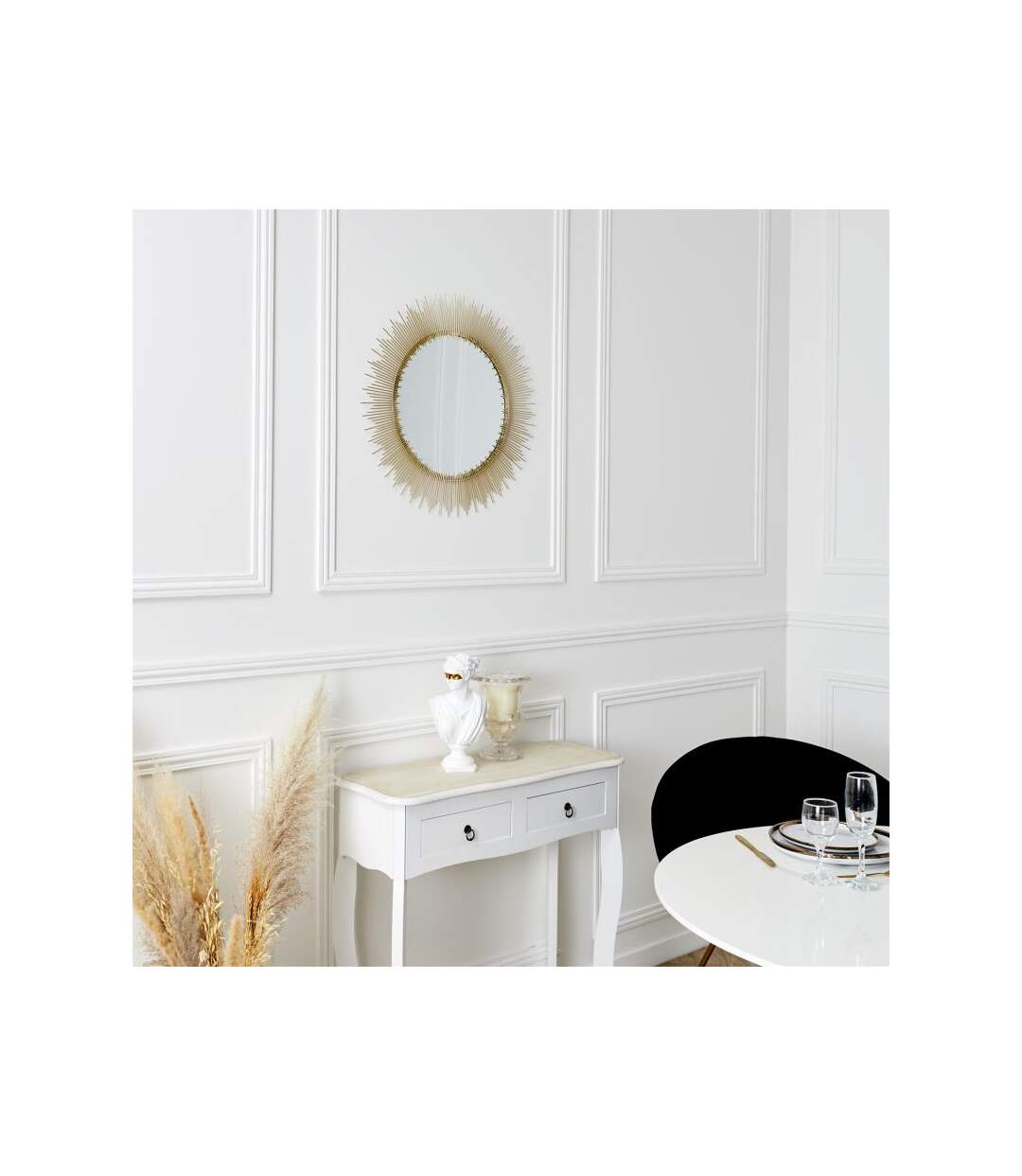 Paris Prix - Miroir Mural Soleil Design royal 60cm Or