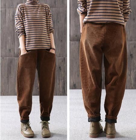 Everose - Effen corduroy harembroek