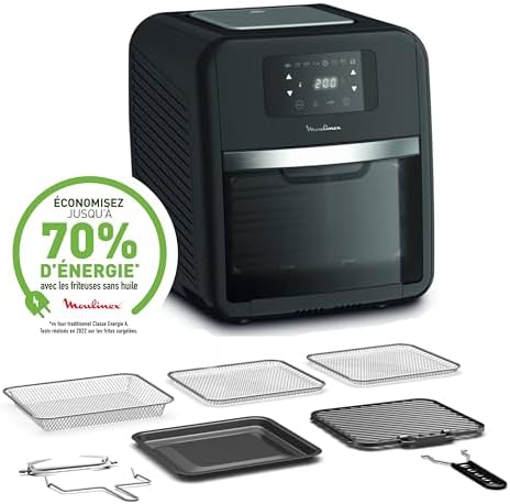 Moulinex Easy Fry air fryer, multicuiseur et four, 15 L, 9 programmes, friteuse sans huile, 3 niveaux de cuisson, compact, extra crisp, noir, AL556DF0, Acier Inoxydable : Cuisine et Maison