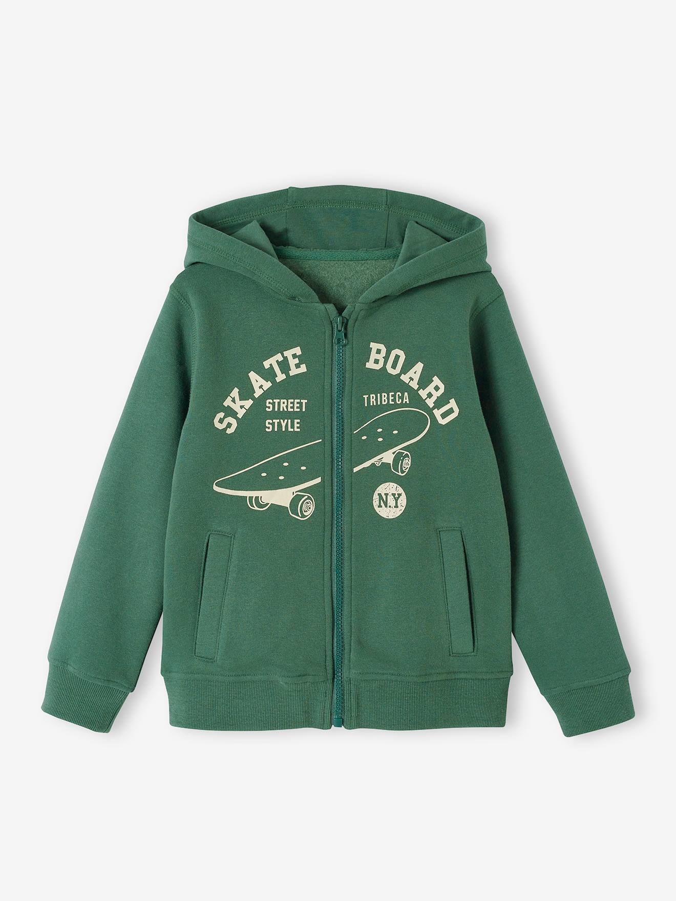 Moletom com zíper Skate, verde pinho infantil