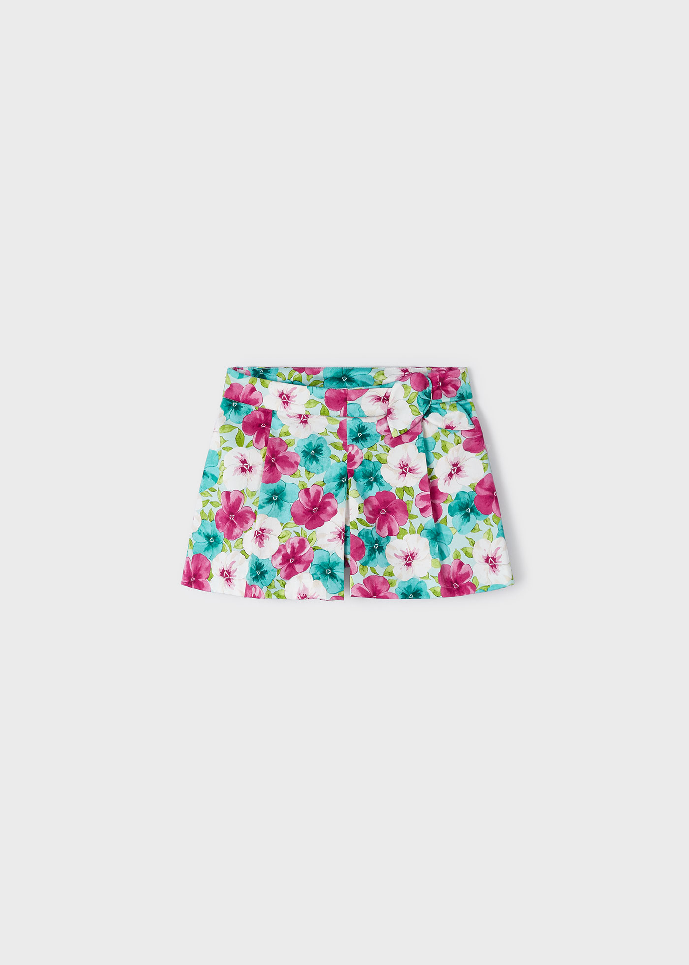 Shorts de cetim estampado fúcsia para meninas
