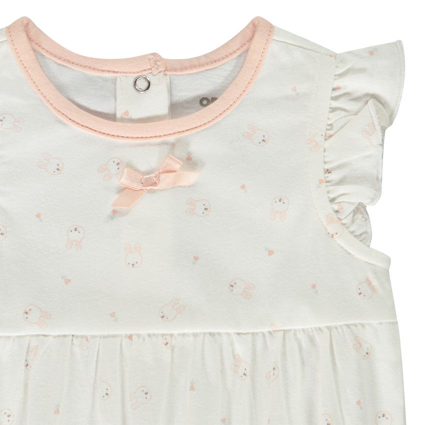 Combinaison courte en jersey imprimé lapins pour bébé fille - Ecru