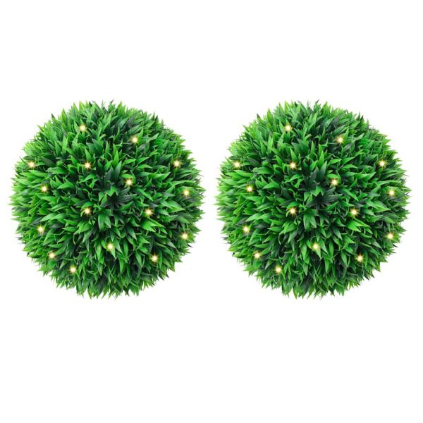 vidaXL Bolas Artificiais de Buxo com Luzes led 2 Peças Verde 47 cm - 1146238069