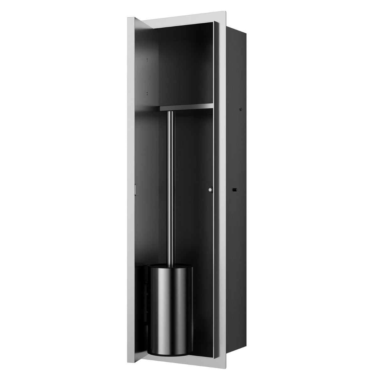 Saniclear Hide inbouw toiletborstel met rolhouder RVS betegelbaar