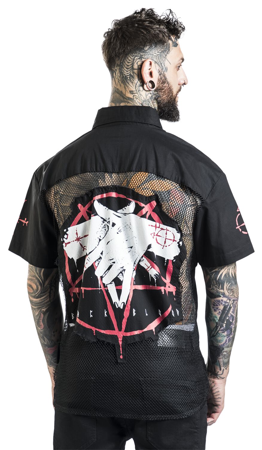 Chemise dos transparent | Black Blood by Gothicana Chemise manches courtes