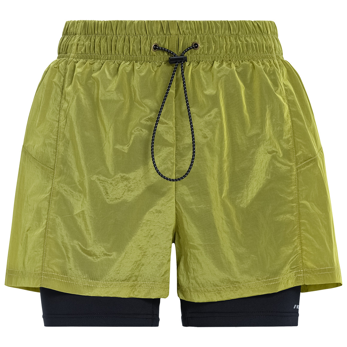 Gina Sports Damen Sport-Shorts zweilagig gelbgrün / dunkelgrau