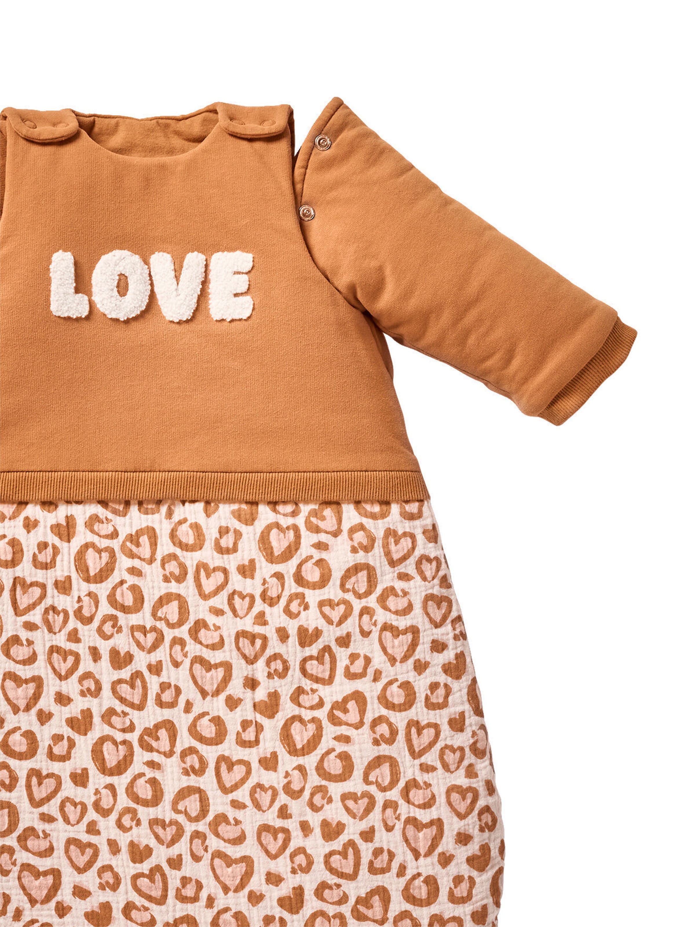 Vertbaudet Baby Schlafsack mit abnehmbaren Ärmeln LOVELY LEO hellbraun