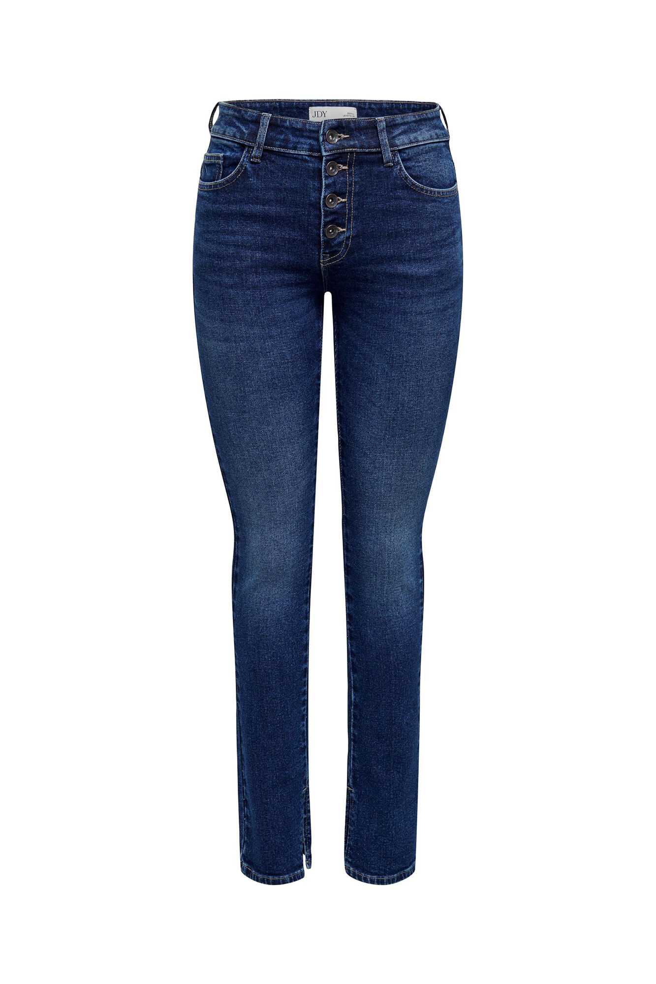 Calça jeans de corte reto com fendas