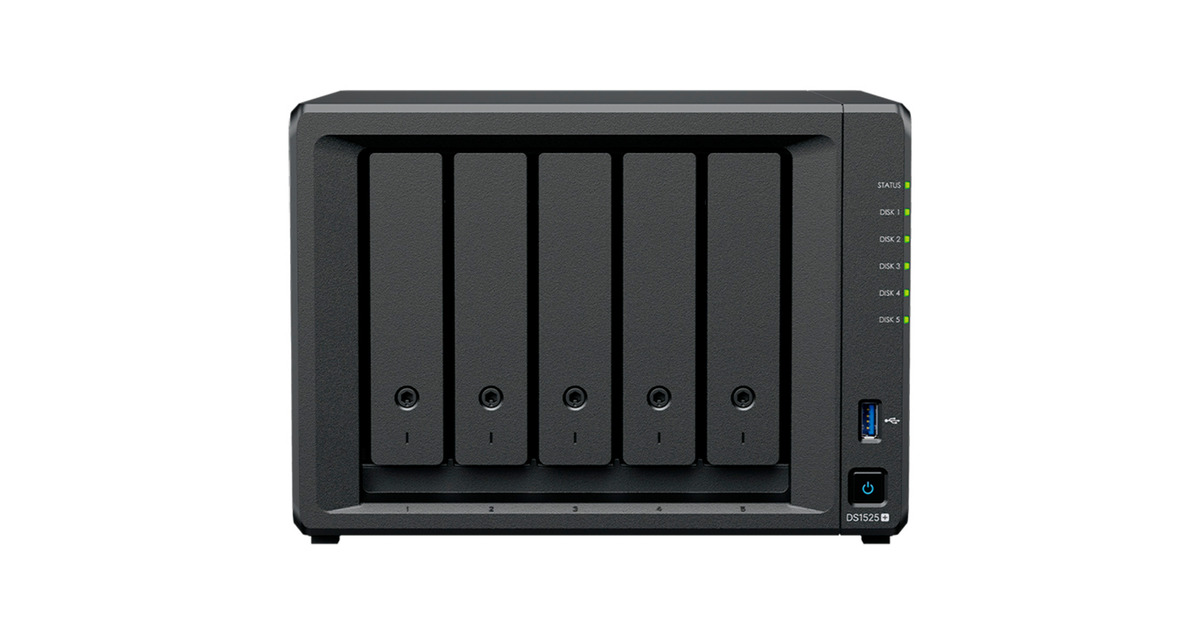 SynologyDiskStation DS1525+ nas  (Zwart, 2x LAN, USB)