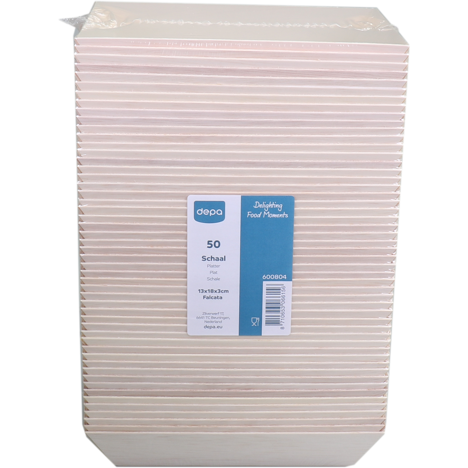 Depa Schaal, hout, rechthoekig, 130x65x20mm, naturel