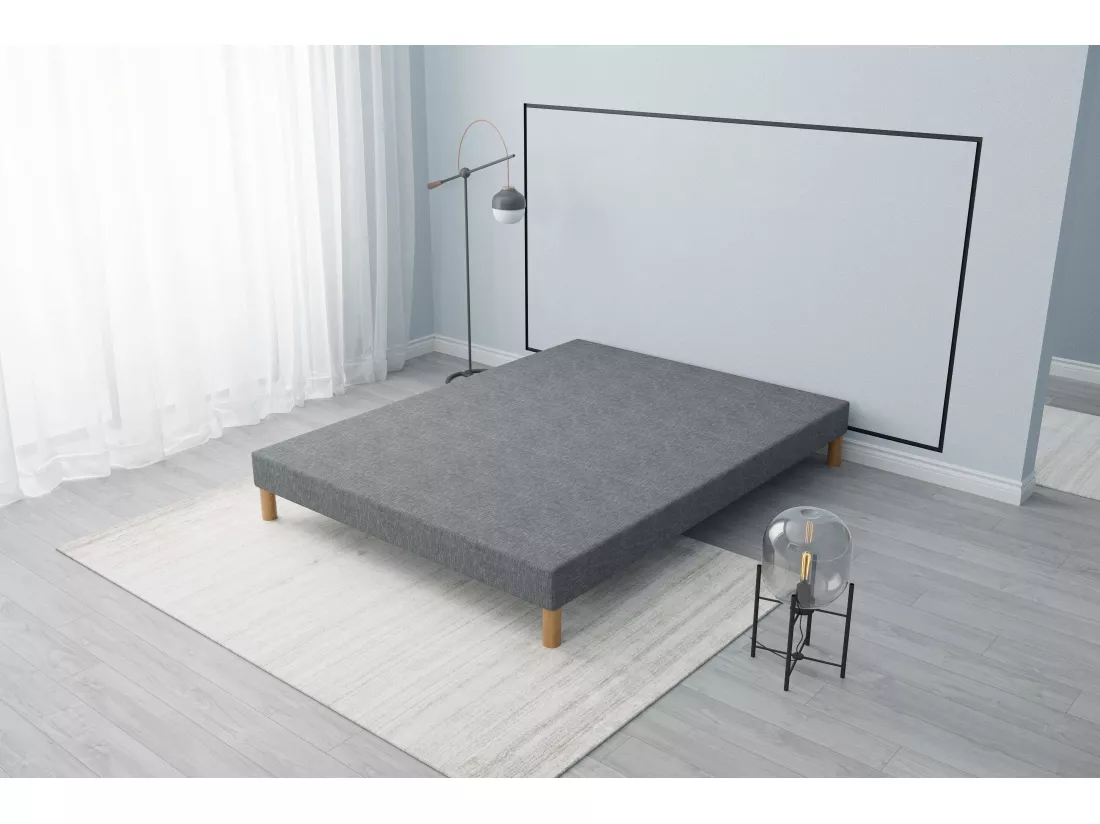 Sommier tapissier gris 140x200 + jeu de pied offert