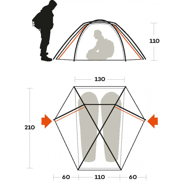 Tente bivouac FERRINO TENT TRIVOR 2 ORANGE