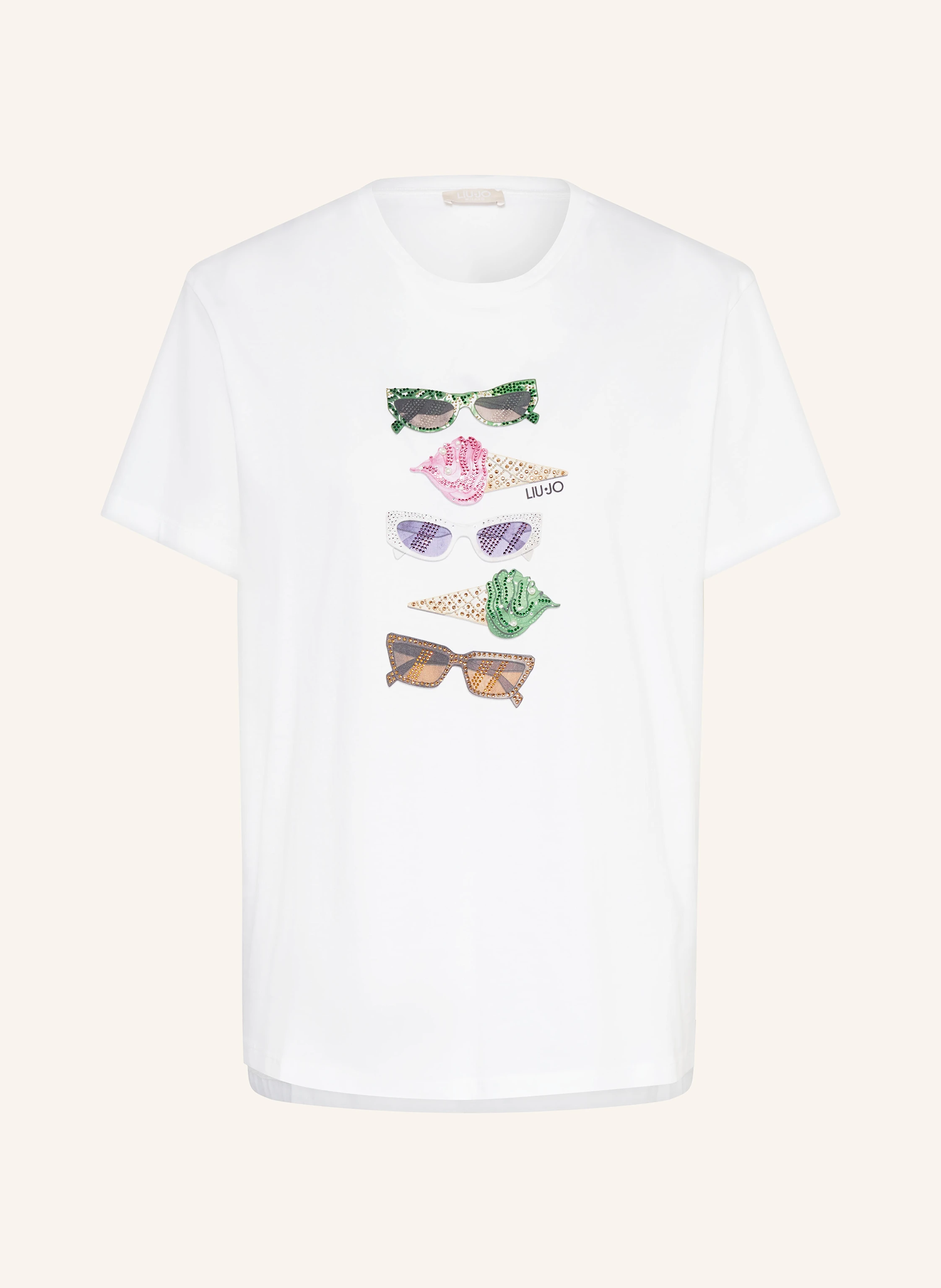 LIU JO T-Shirt mit Schmucksteinen und Schmuckperlen