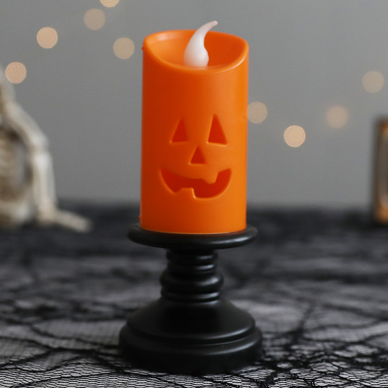 (Ø5.5x12.5cm) Kürbis LED Kerze Halloween Home Deko Stimmungsleuchte (inkl. LR1130 Batterien) - Bunt