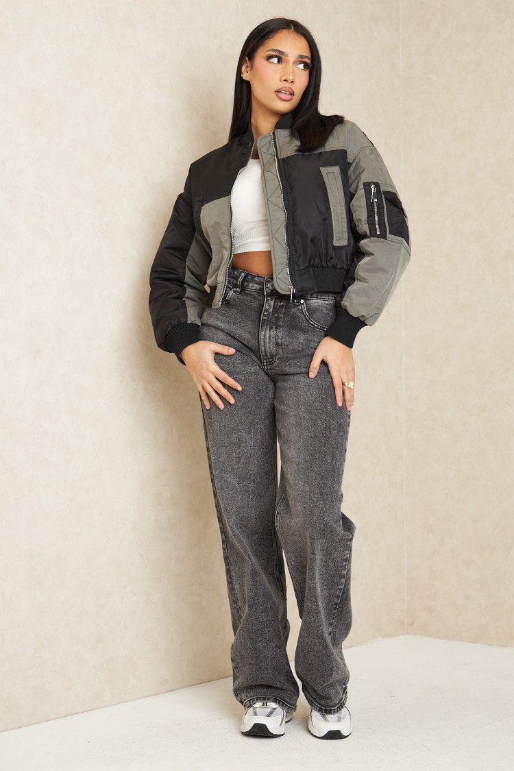 Bomber bicolor noir et gris
