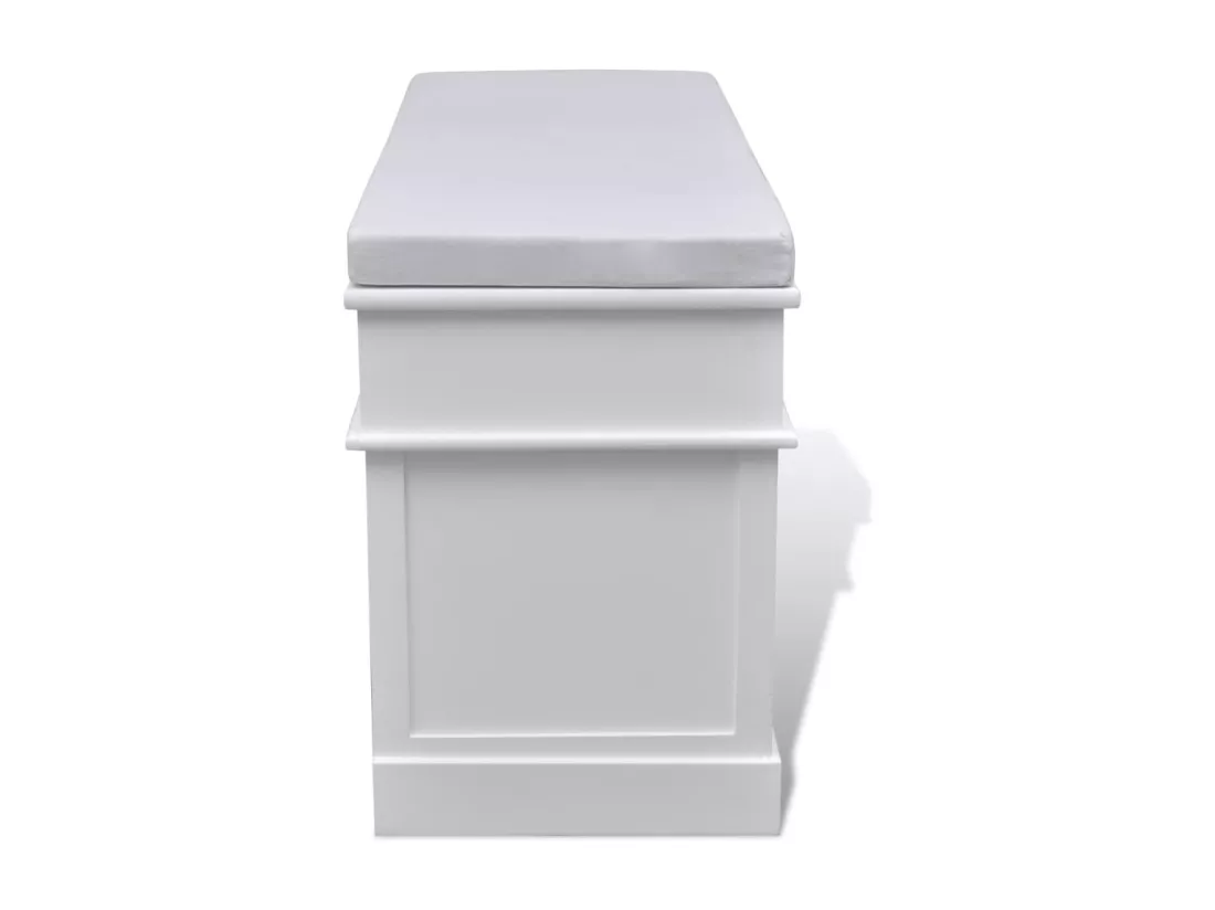 Banc d'entrée et de rangement avec coussin 2 tiroirs Blanc
