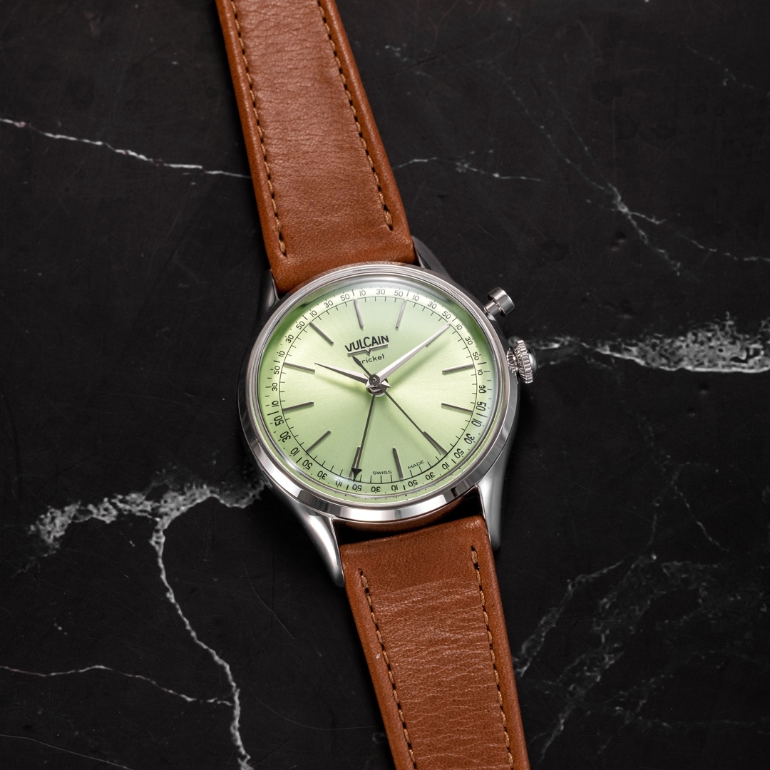 Vulcain Cricket President 36mm Pistachio Green Steel Caseback