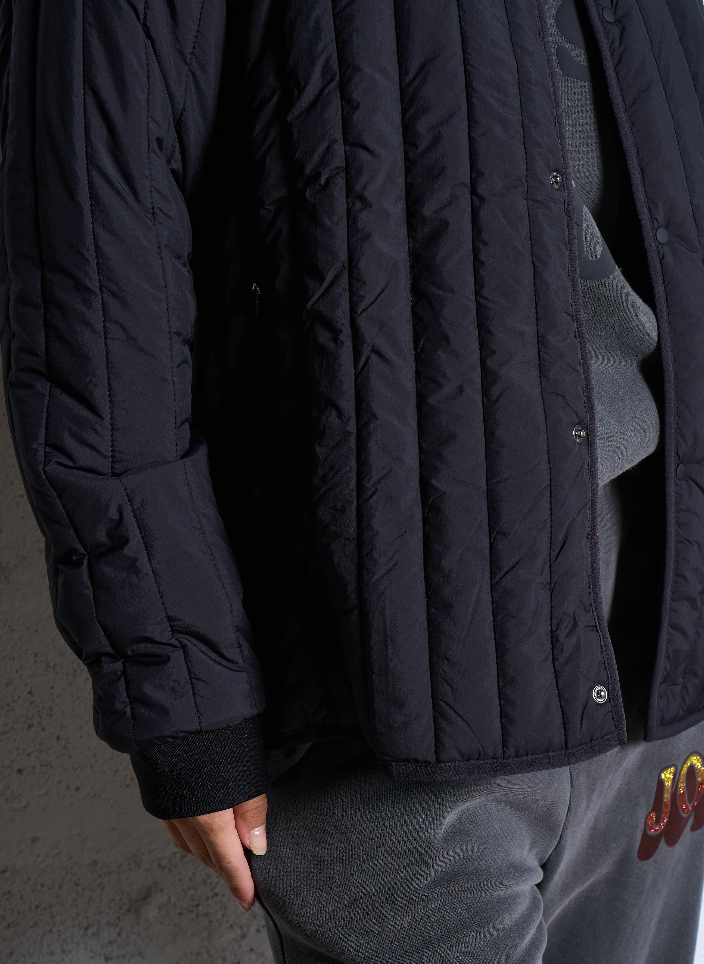 BANJA - Blouson col teddy droit matelassé | Noir