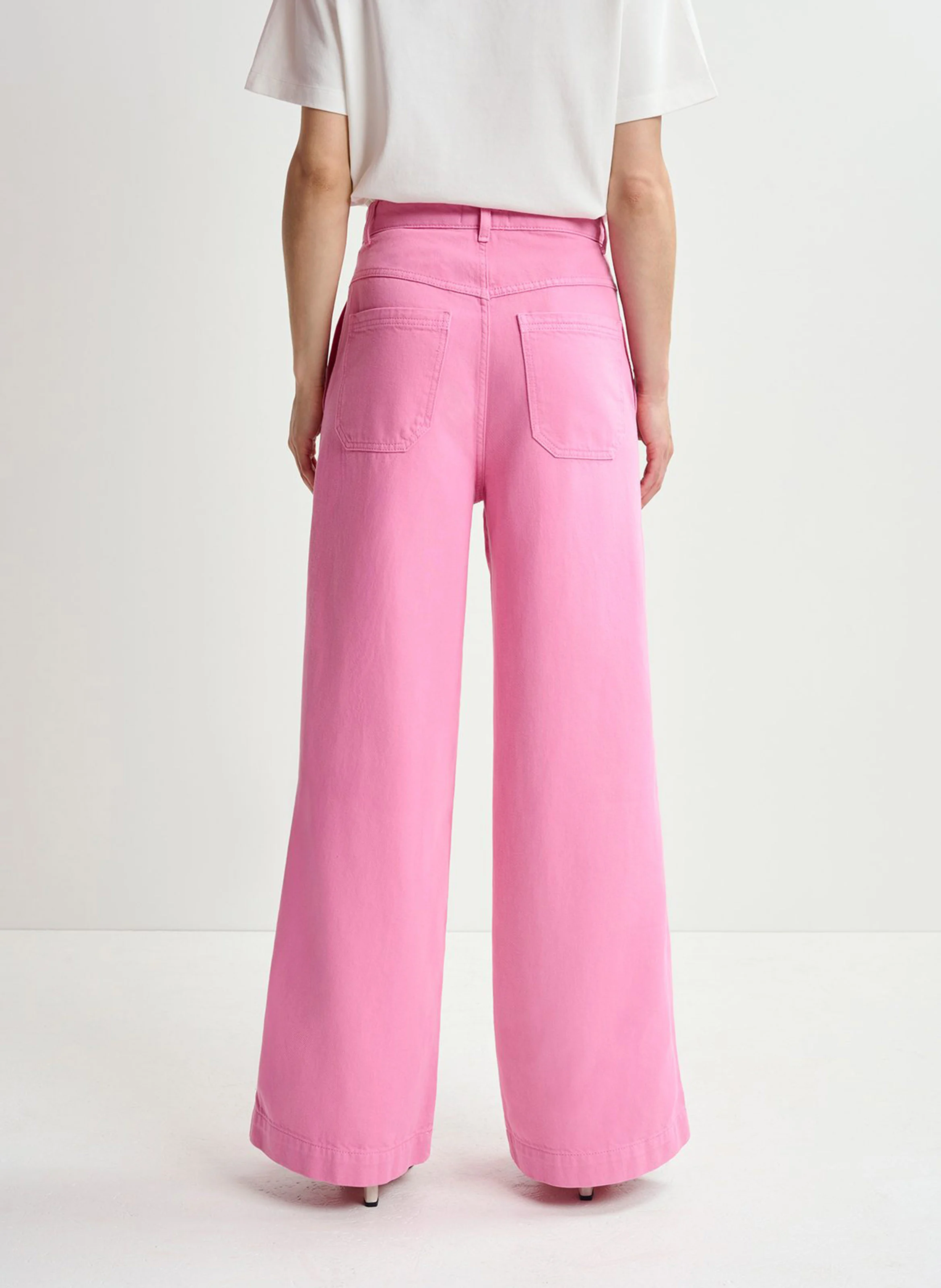 HOMERUS - Jean large taille haute | Rose