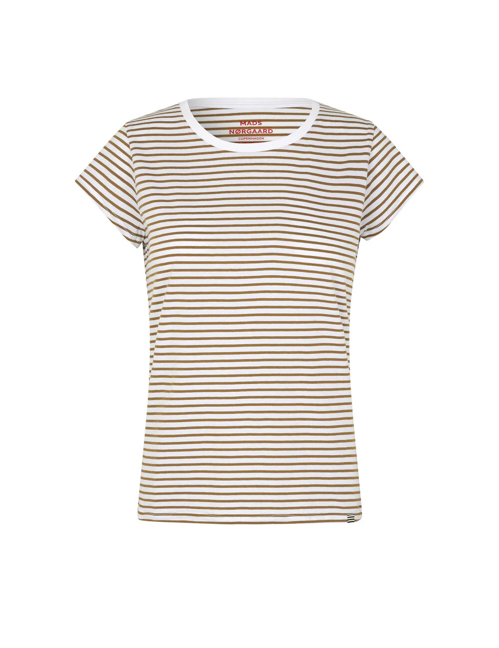 Mads Nørgaard  Organic Jersey Stripe Teasy T-shirt - Lizard/brilliant white