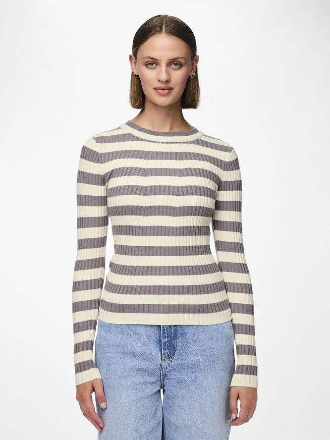 Pieces PCCRISTA LS O-NECK KNIT NOOS BC December sky/wide birch stripes
