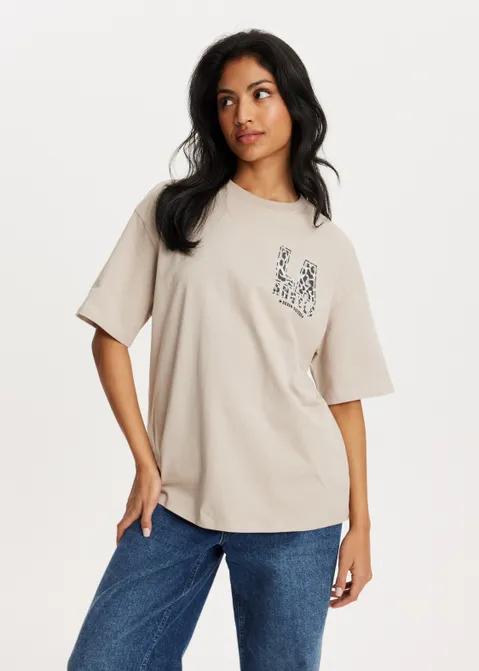 T-shirt met print LA zand (ZAND)