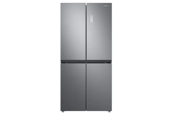 Samsung RF48A400EM9, Fritstående, Fransk dør, Rustfrit stål, Berøring, På døren, Hærdet glas