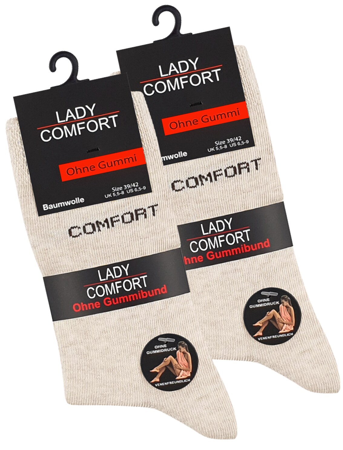 Cotton Prime® 10 Paar Damen Socken ohne Gummibund