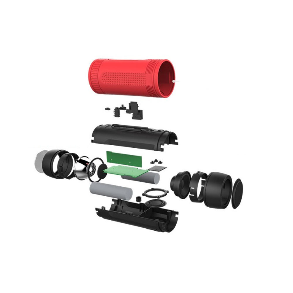 3in1 Velo Fahrrad LED Lampe   Bluetooth 4.0 Outdoor Lautsprecher FM Radio   Powerbank 4000mAh (Micro SD Slot   Aux In) - Grau