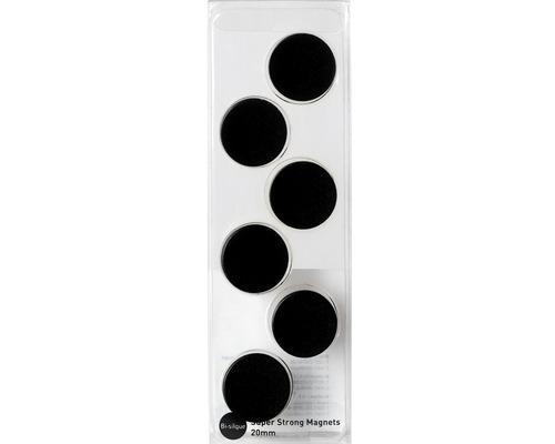 Zwarte magneten, Ø 2 cm, set van 6