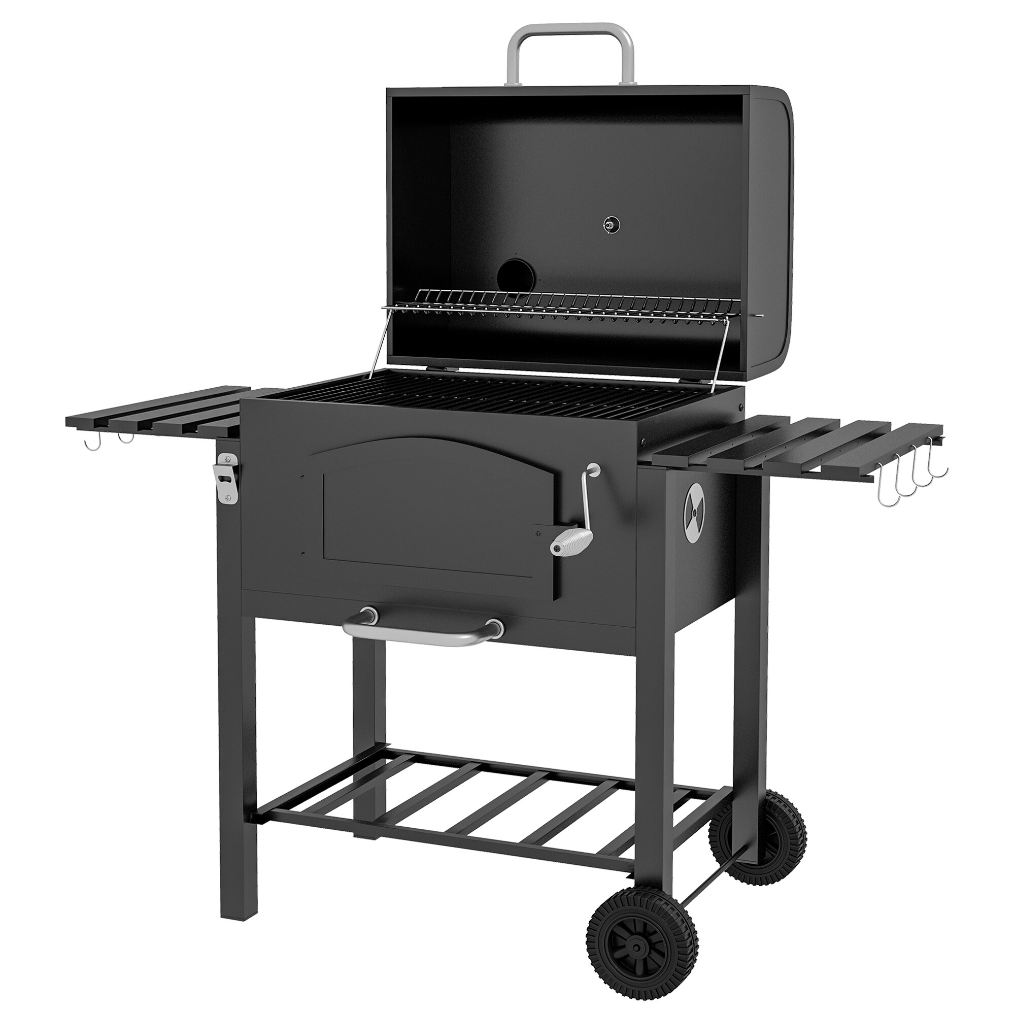 Outsunny Holzkohlegrill mit Thermometer schwarz 124L x 66B x 112H cm