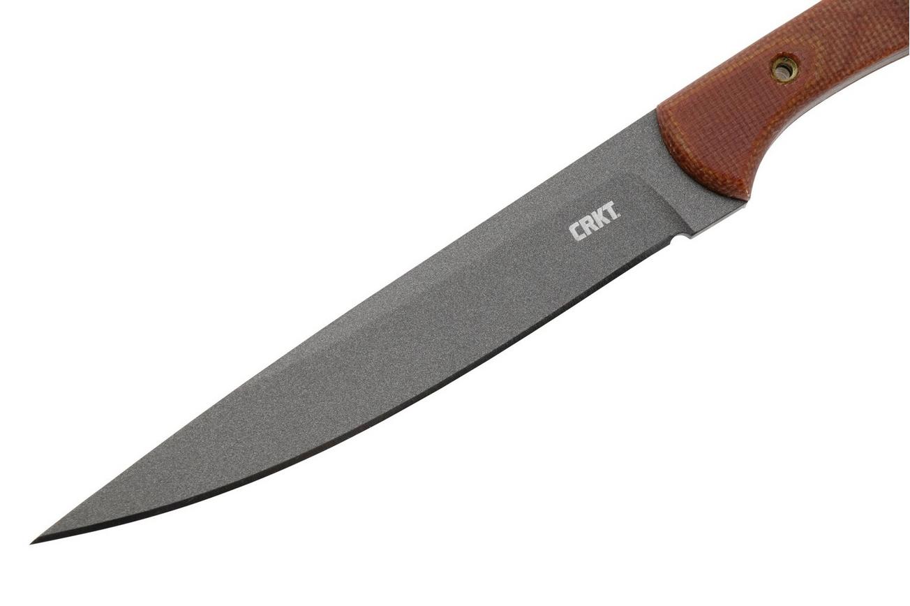 CRKT Kasilof 3031 Cerakote 1095, Brown Micarta, vaststaand mes, Russ Kommer design