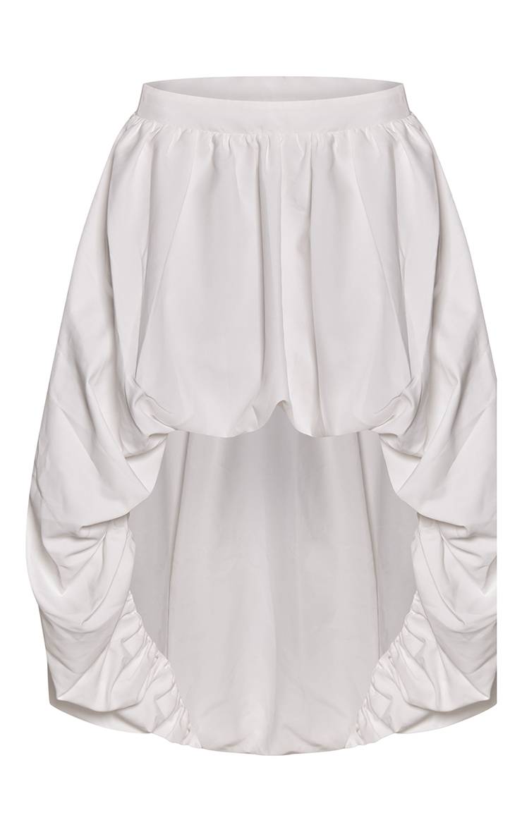 Blanc Jupe Midi Bouffante En Popeline De Coton
