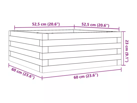Jardinière bac lit surélevé bois marron 60 x 60 x 23 cm 02_0037702