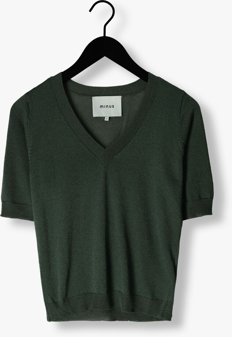 MINUS groene minus top milla metallic v-neck knit t-shirt