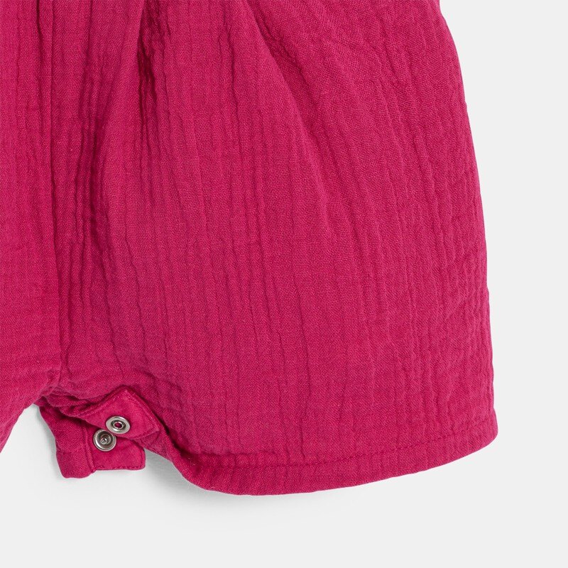 Salopette courte gaze de coton rose bébé fille Rose