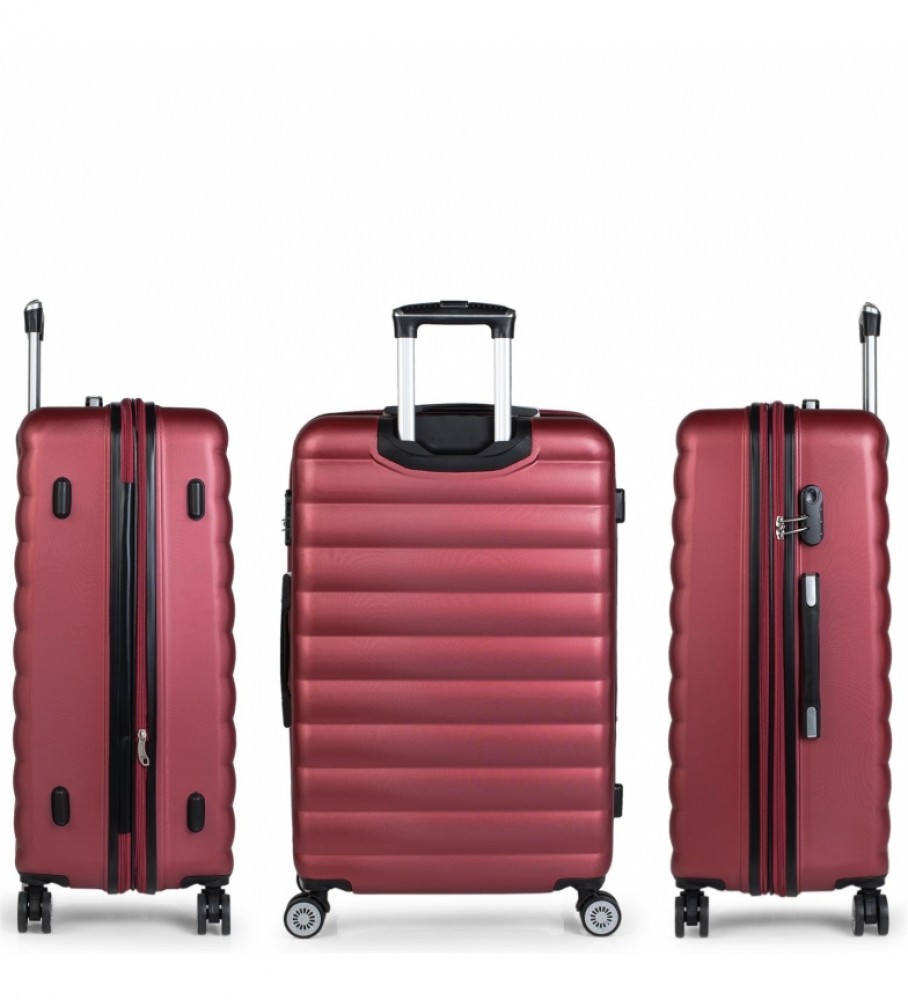 Mala de viagem grande com 4 rodas ITACA 71270 cor bordô - 68 x 47 x 30 cm -