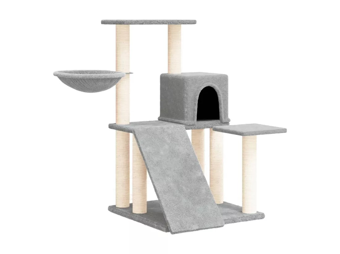 Arbre à chat avec griffoirs en sisal Gris clair 82 cm