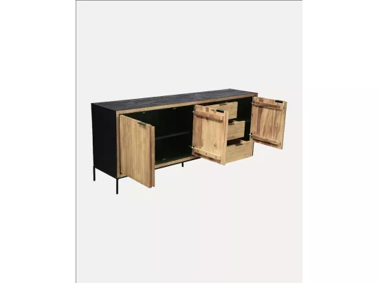 Indra grand - Grand buffet bas en teck recyclé bicolore 200 cm