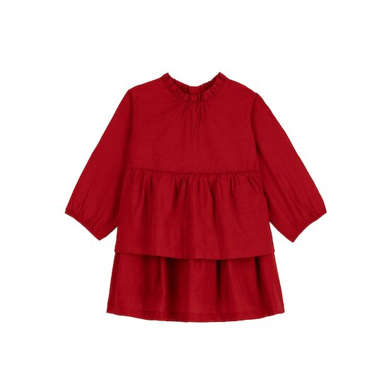 Robe manches longues   Rouge Aurora        de               Petit Bateau