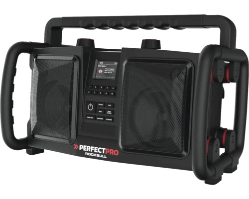 PerfectPro ROCKBULL bouwplaatsradio met DAB+ en FM-ontvangst, Bluetooth, AUX- en USB-ingang, inclusief oplader en geïntegreerde lithium-ionbatterij, 11,1 V 230 V, IP65