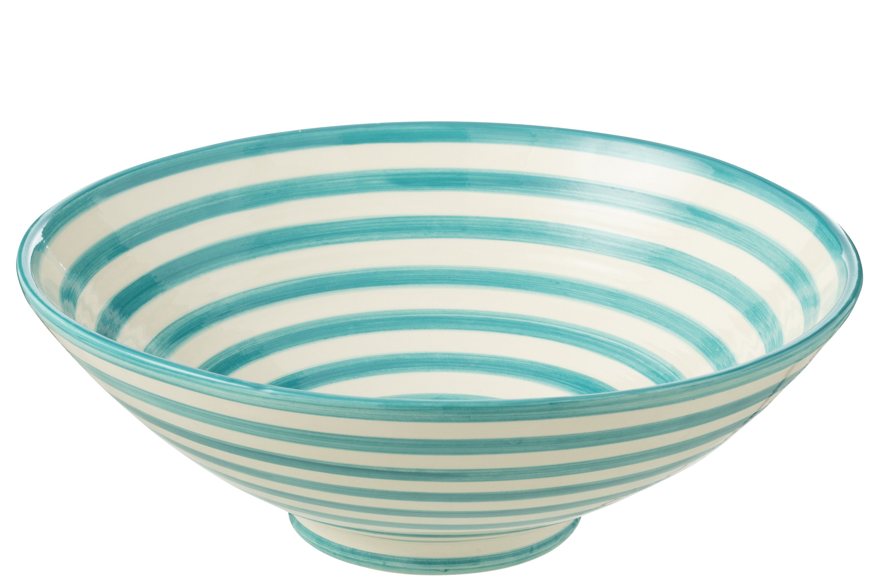 J-Line kom Lebrillo Granada Stripes - keramiek - wit|aqua