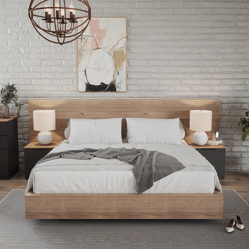 Vicco Nachttisch Betti 2er Set, 50 x 50 cm, Anthrazit Sonoma mit 1 Klappe, Schlafzimmer