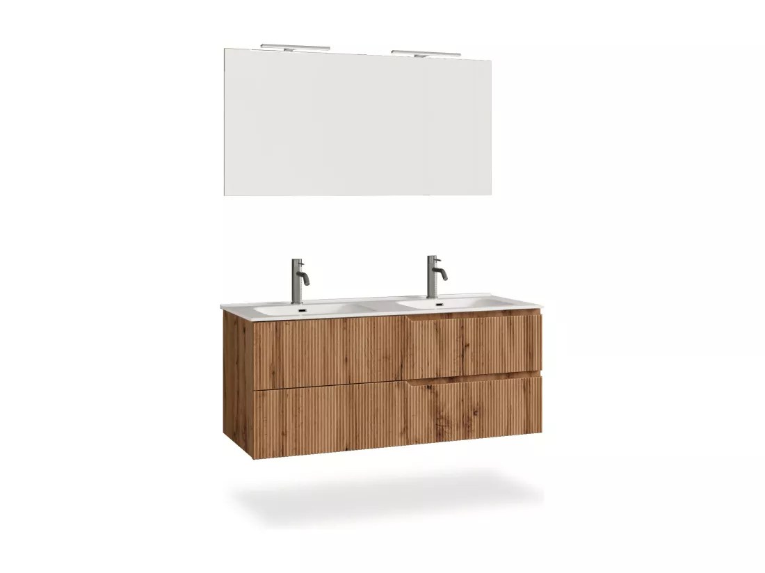 Ensemble salle de bain double vasque 5 pièces VENERE chêne