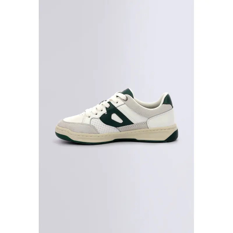 KIKOUAK JUNIOR BLANC VERT BASKETS BASSES Cuir Mixte