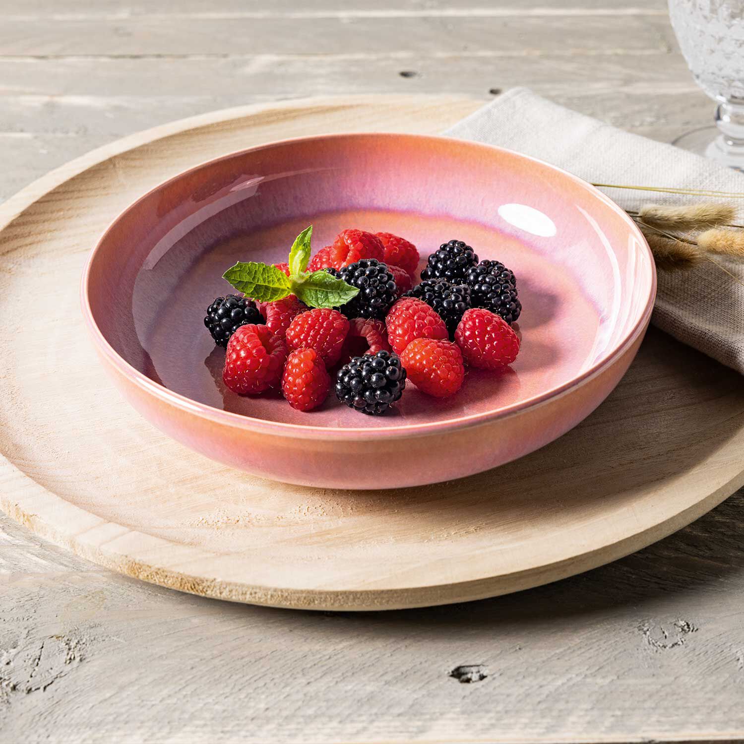 Perlemor Pasta bowl Pink, 22 oz, Premium Porcelain