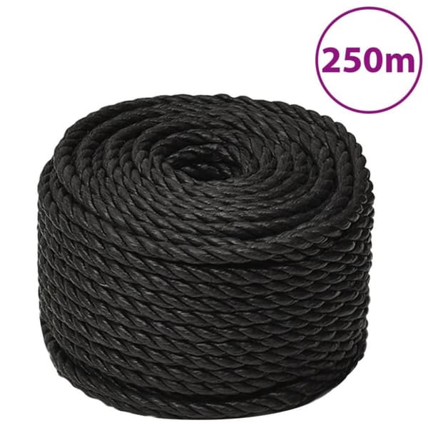 vidaXL Arbeidstau svart 16 mm 250 m polypropylen