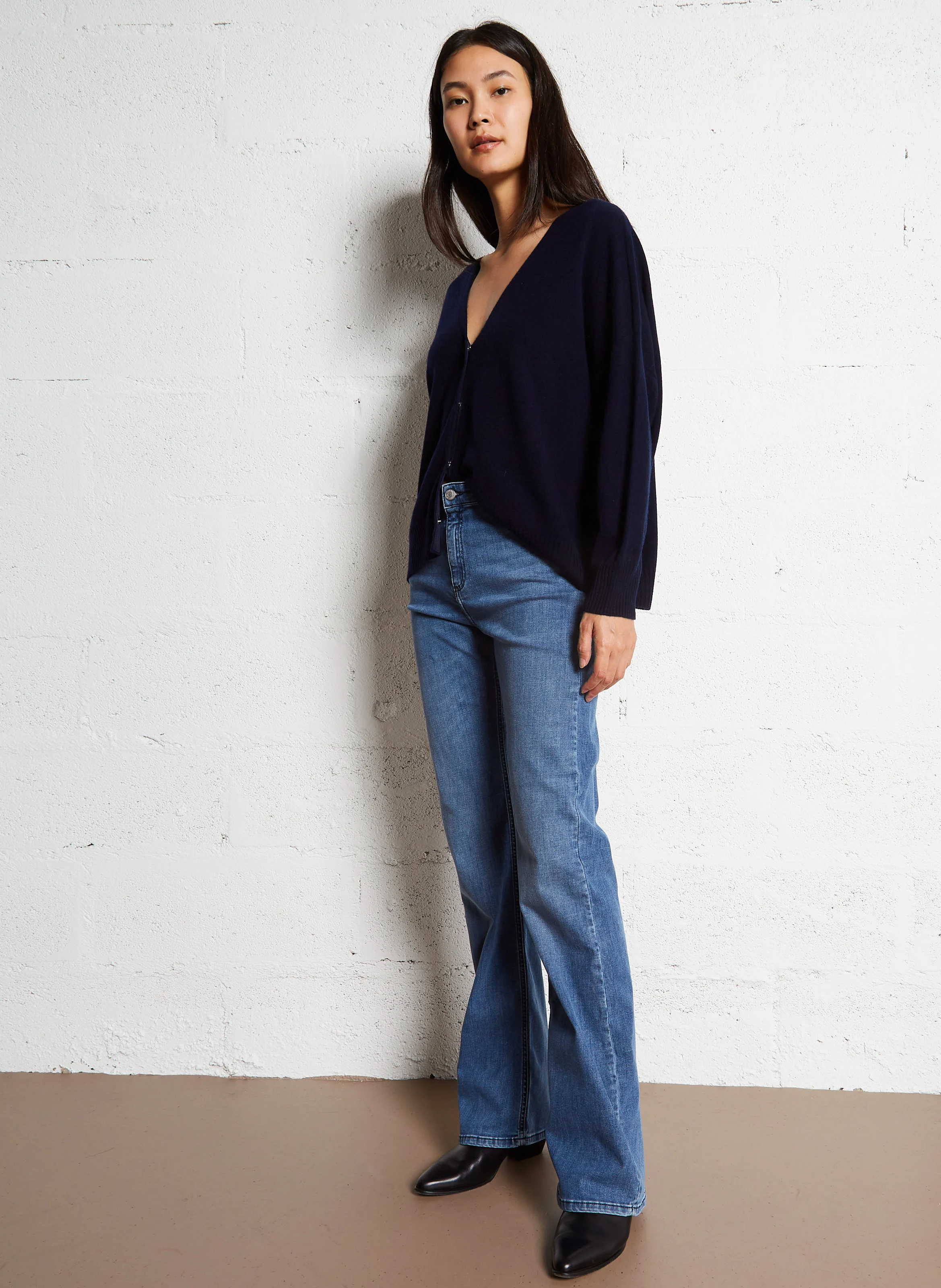 Jean flare en coton | Jean Délavé