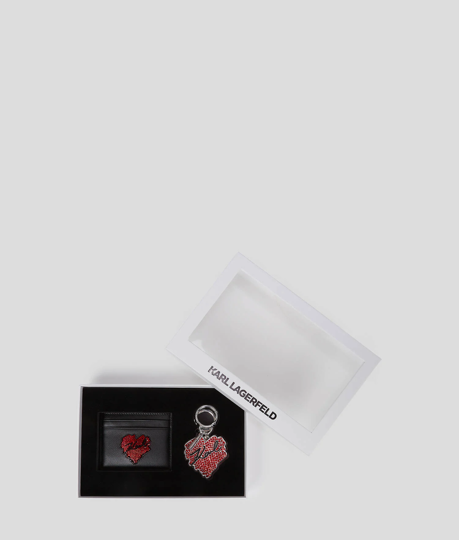 COFFRET CADEAU PORTE-CARTES ET PORTE-CLÉS K/HEART - Noir